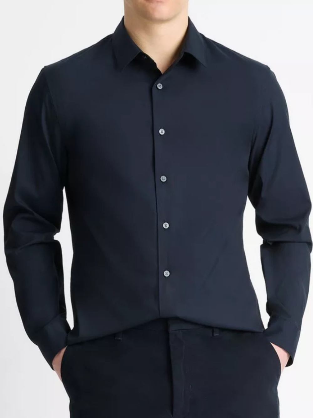 Vince Men's Dark Navy Long-Sleeve Dress Shirt
